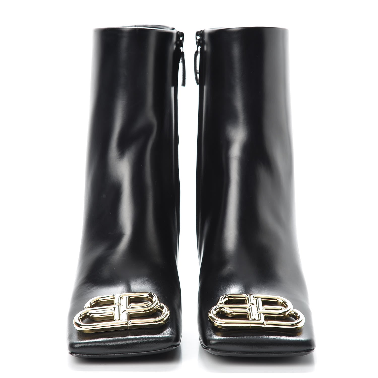 Balenciaga Calfskin BB Double Square 80mm Booties 38.5 Black 2 of 10
