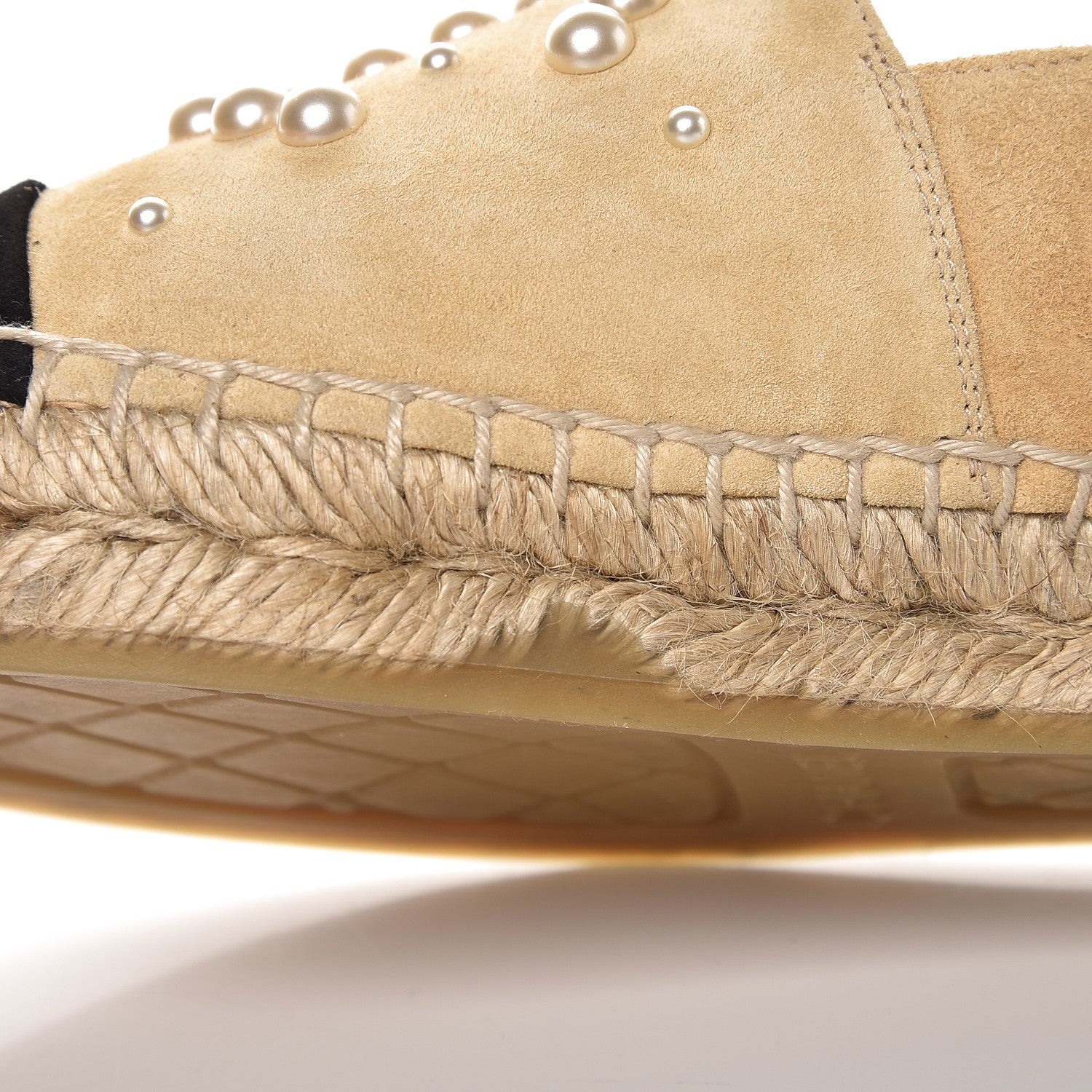Chanel Suede Pearl CC Espadrilles 35 Beige Black 10 of 11