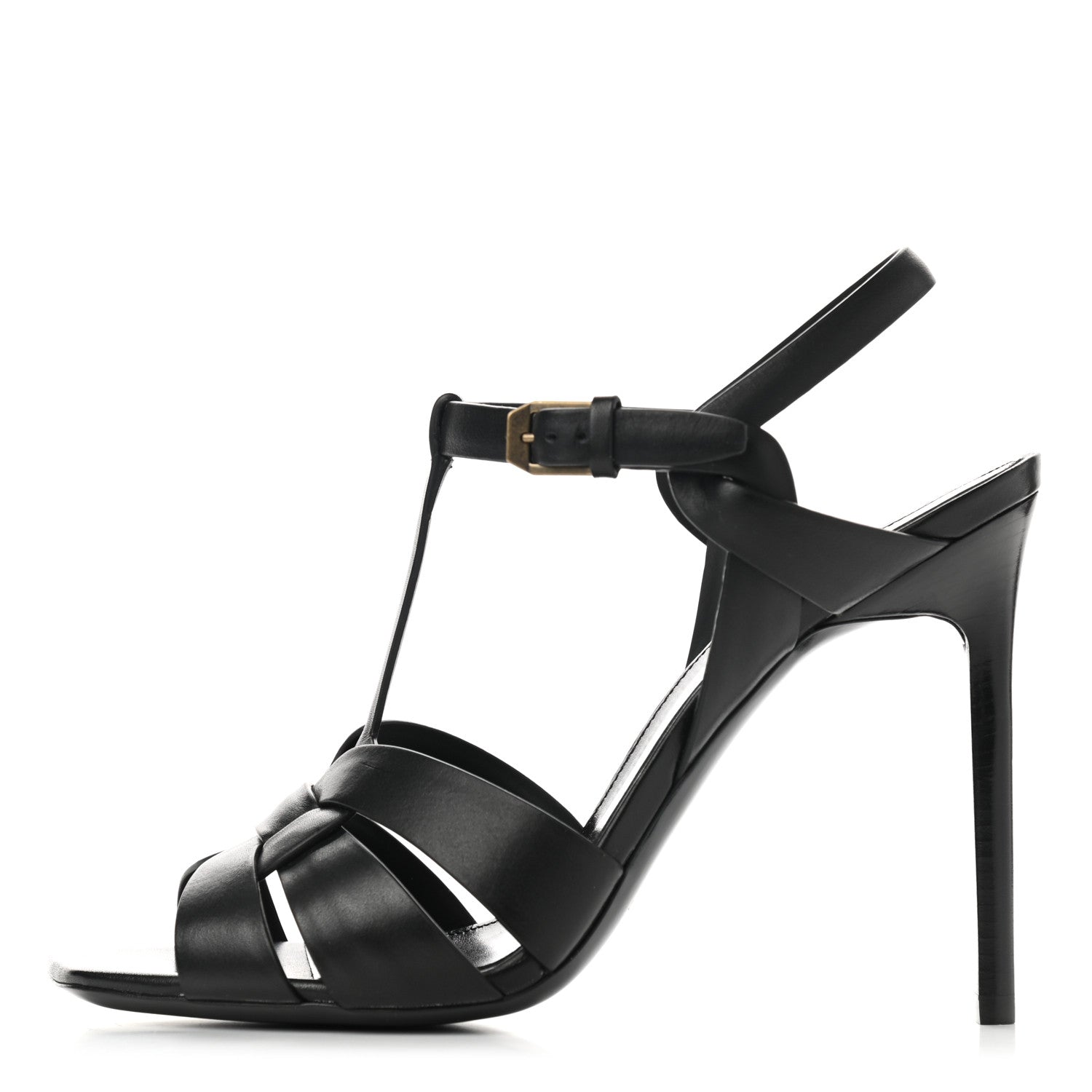 Saint Laurent Calfskin Tribute Sandals 39 Black 1 of 9