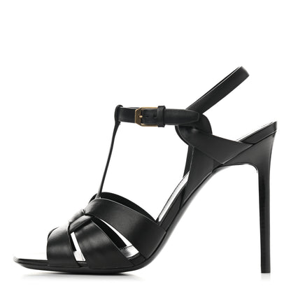 Saint Laurent Calfskin Tribute Sandals 39 Black 1 of 9