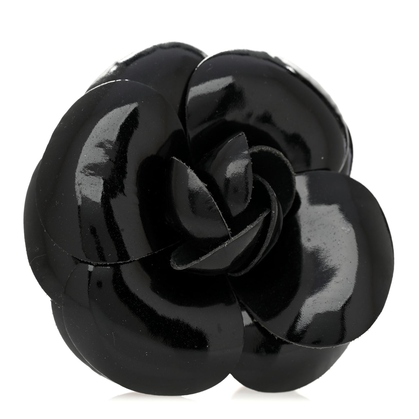 Patent Camellia Brooch Black