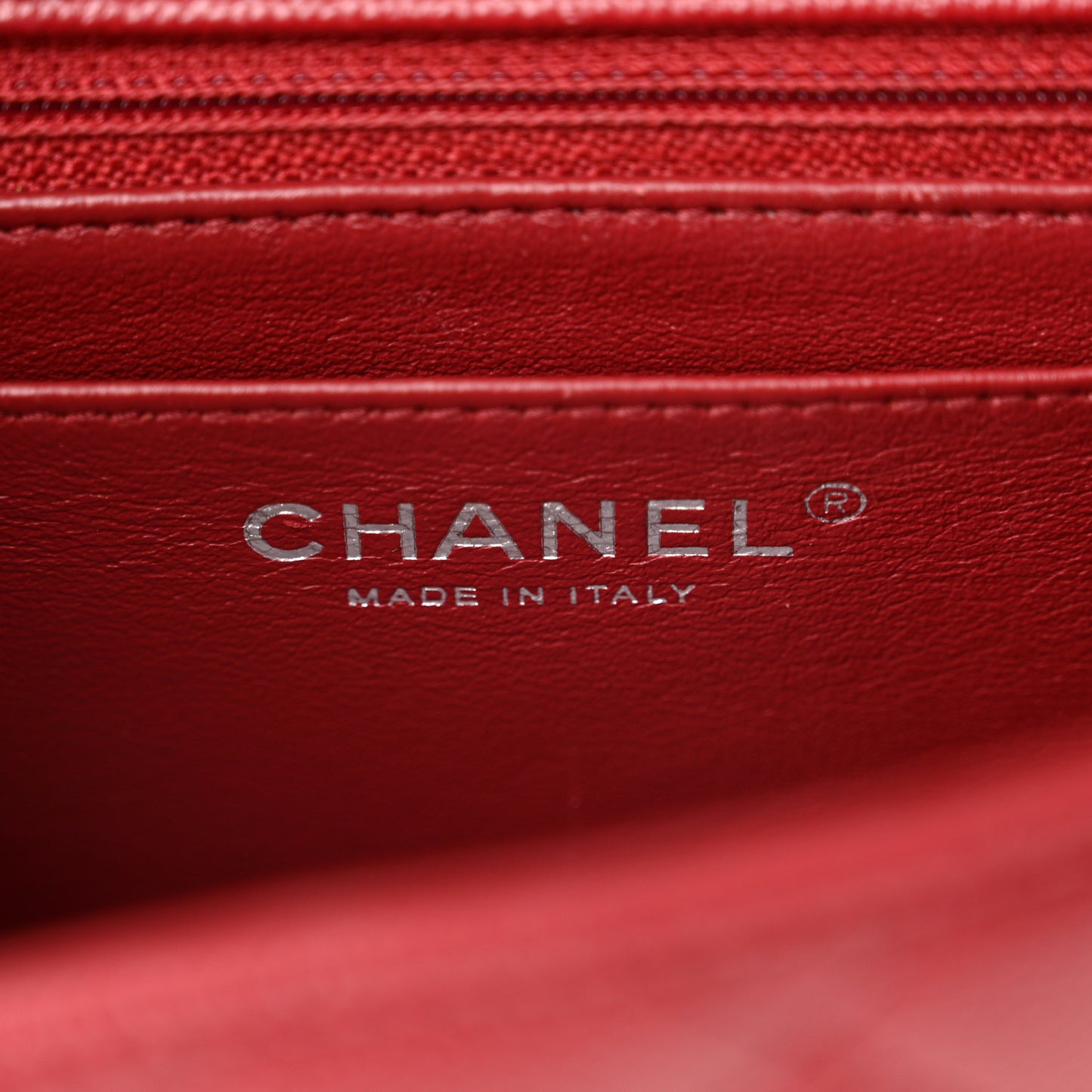 Caviar Quilted Mini Square Flap Red