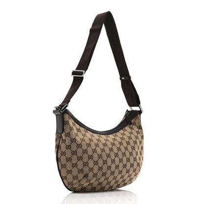 Gucci Monogram Medium Half Moon Hobo Dark Brown 3 of 11