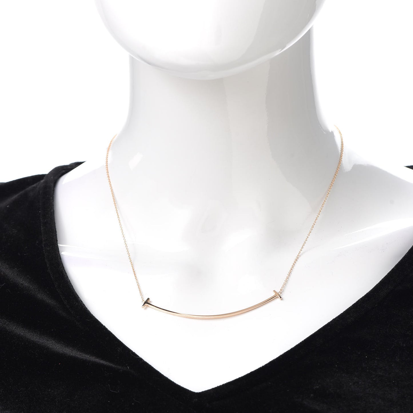 18K Rose Gold Large T Smile Pendant Necklace