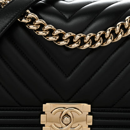 Chanel Lambskin Chevron Quilted Medium Boy Flap Black 8 of 11