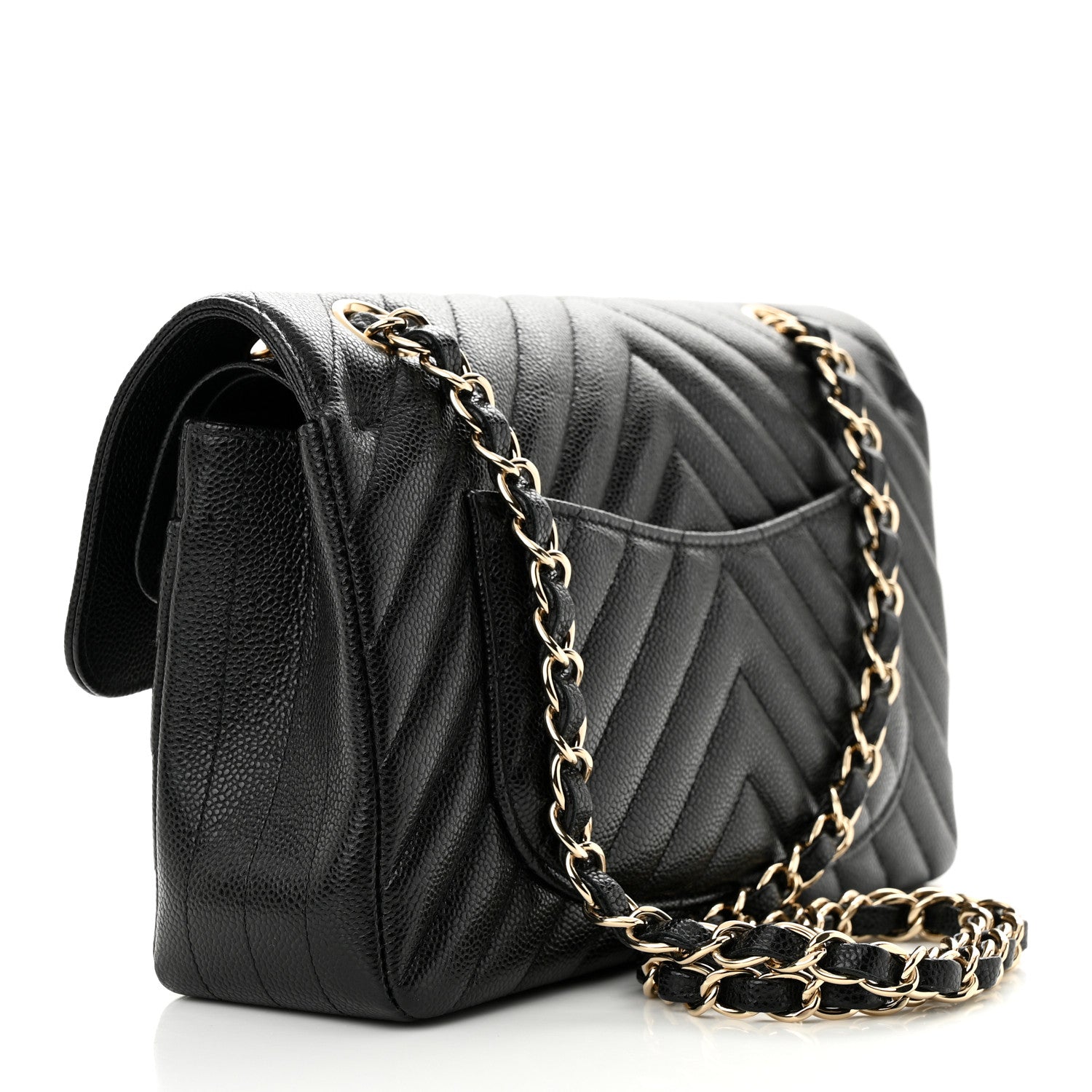 Chanel Caviar Chevron Quilted Small Double Flap Black 3 of 10