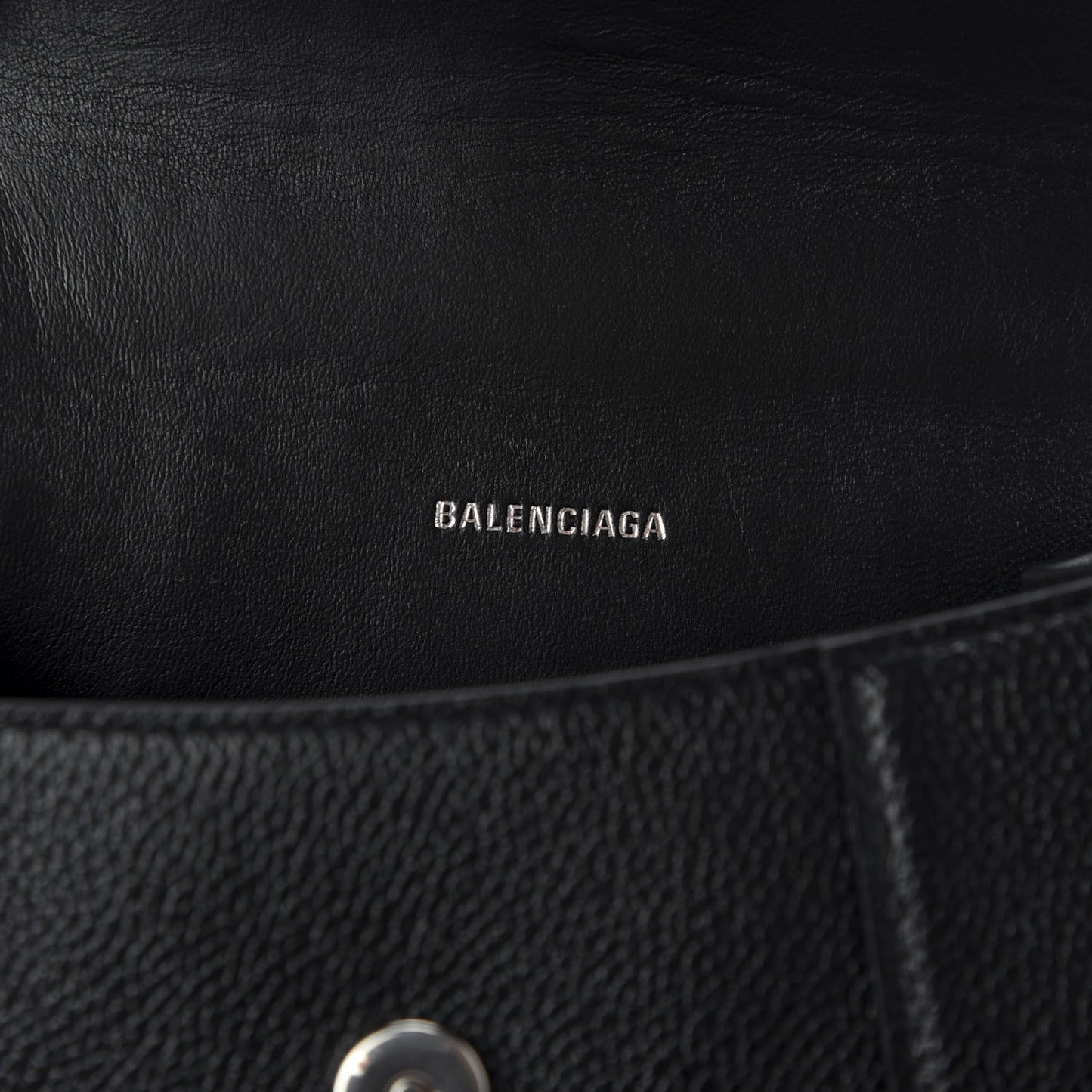 Grained Calfskin Hourglass Top Handle Bag XS Black