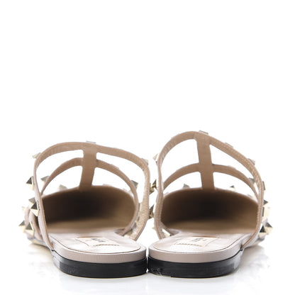 Valentino Garavani Patent Rockstud Flat Cage Mules 37 Black Poudre 6 of 10
