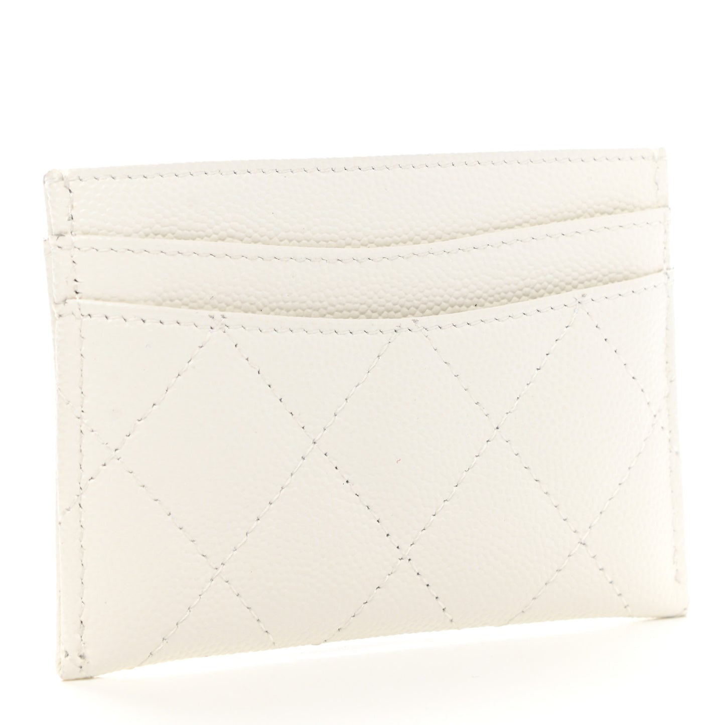 Caviar Quilted Card Holder White