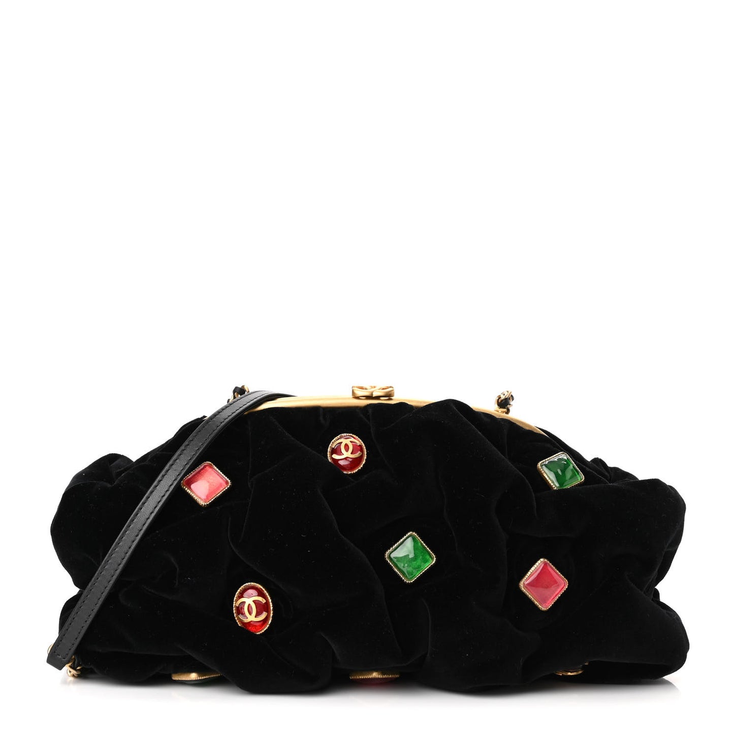Resin Velvet Kiss Lock Clutch Black