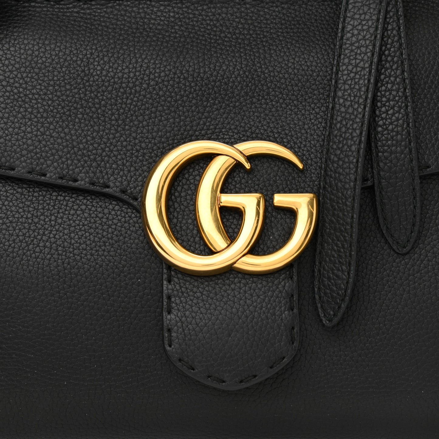 Calfskin Small GG Marmont Top Handle Bag Black
