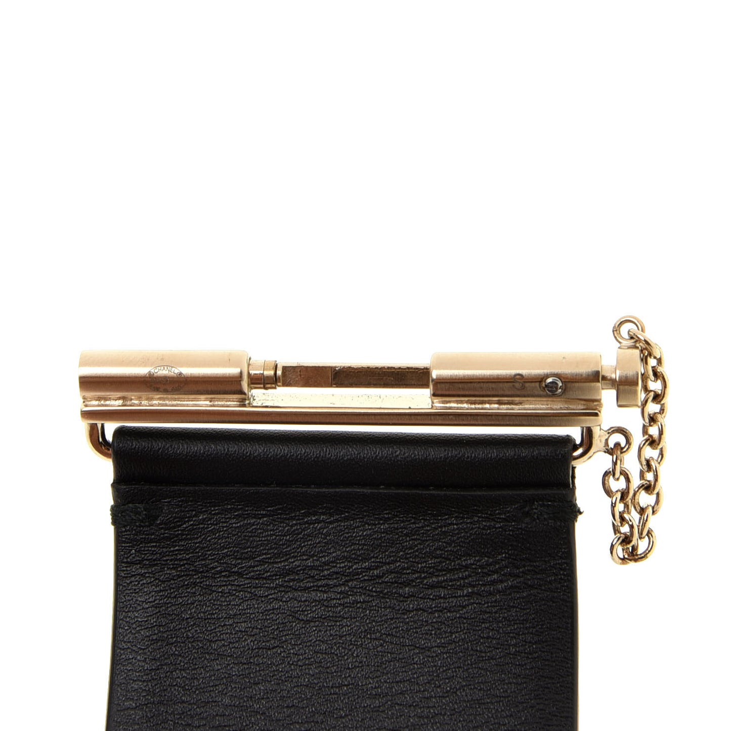 Calfskin CC Wide Cuff Black Gold