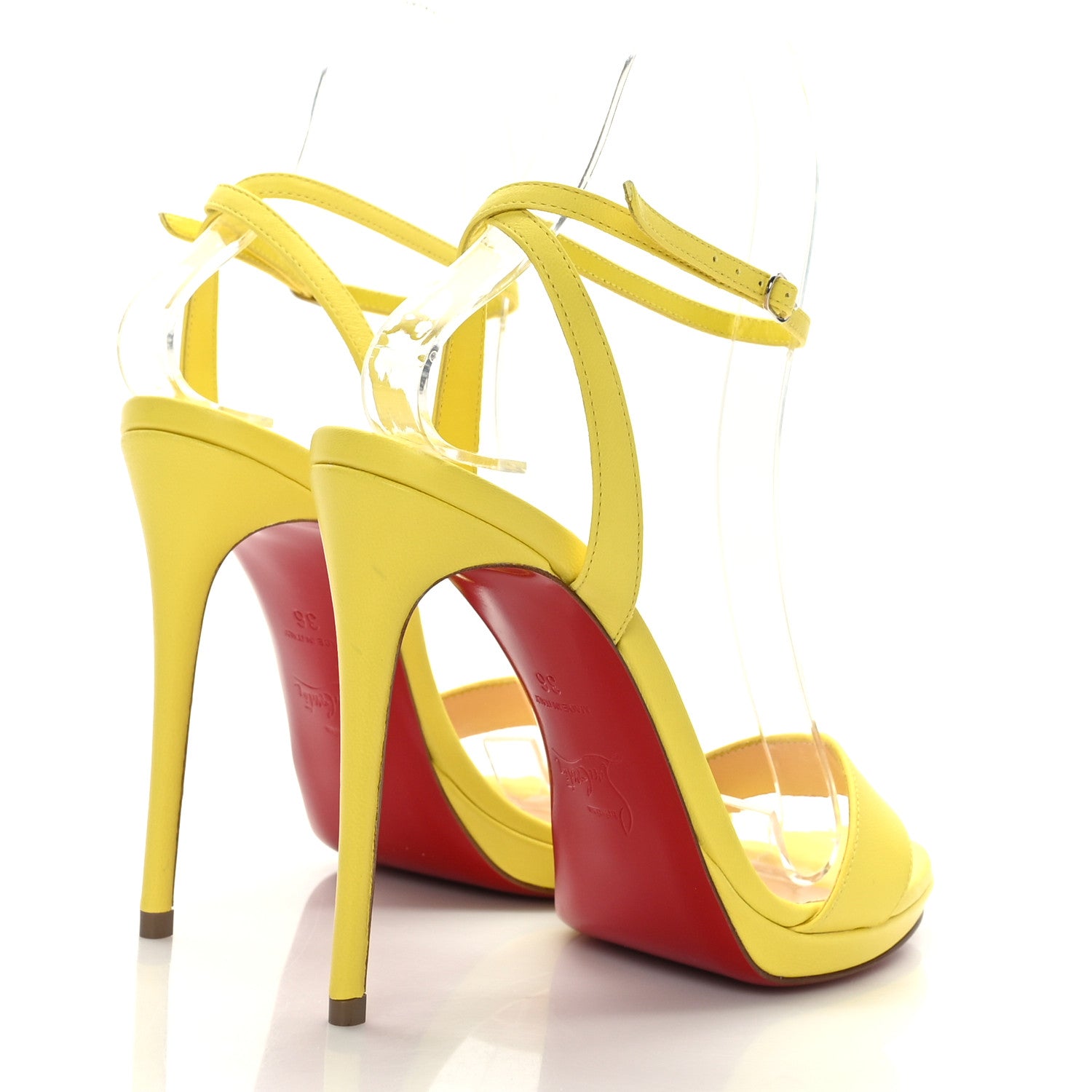 Christian Louboutin Nappa Loubi Queen 120 Strap Sandals 36 Yellow 4 of 7