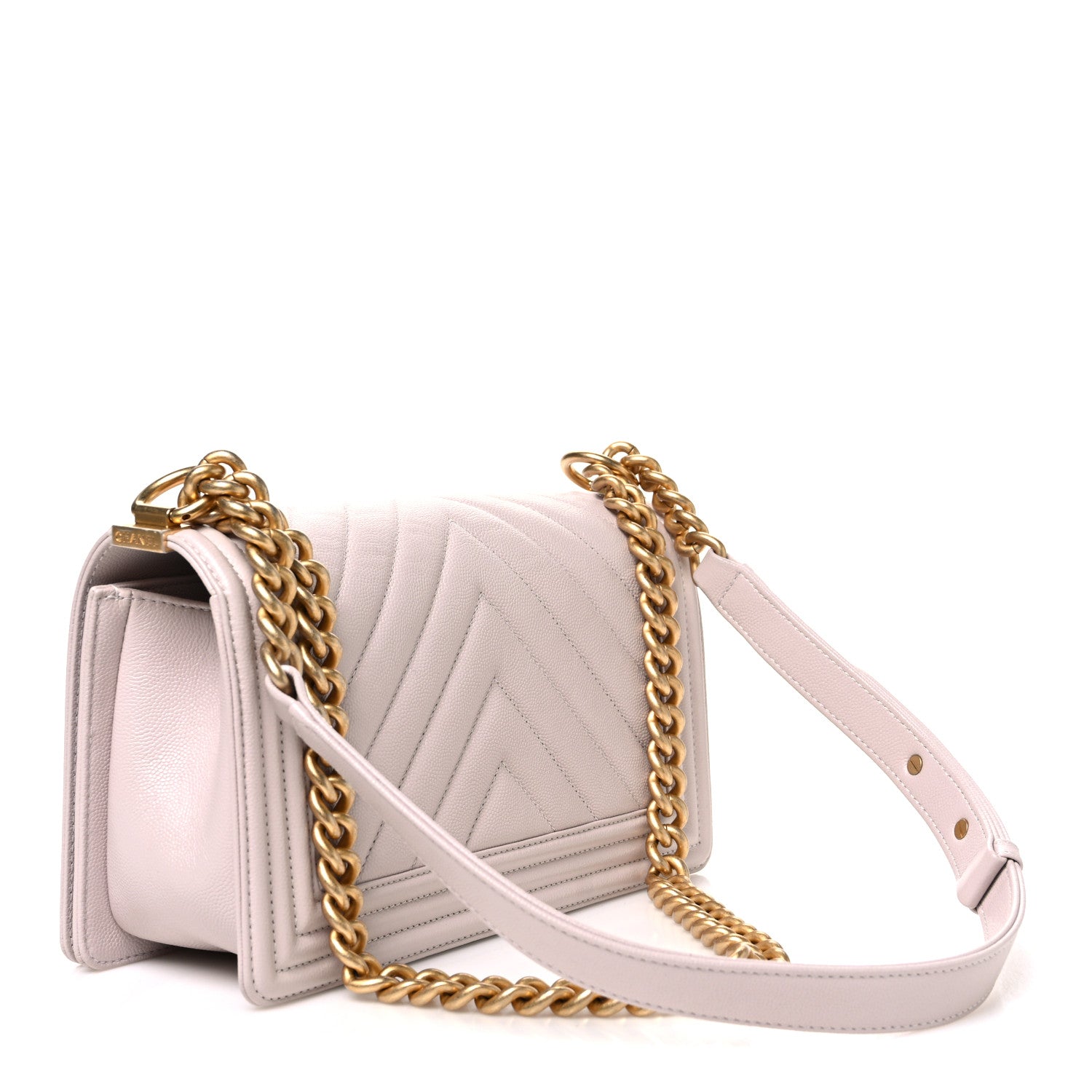 Chanel Caviar Chevron Quilted Medium Boy Flap Light Pink 3 of 10