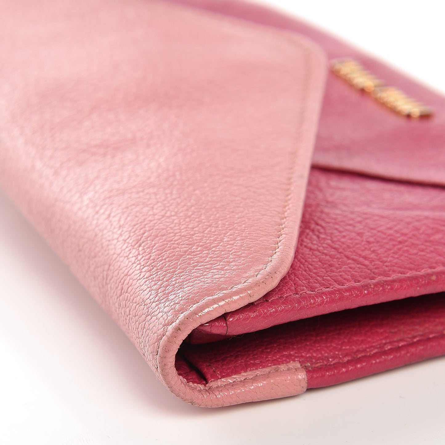Goatskin Madras Bicolor Envelope Wallet Rosa Peonia