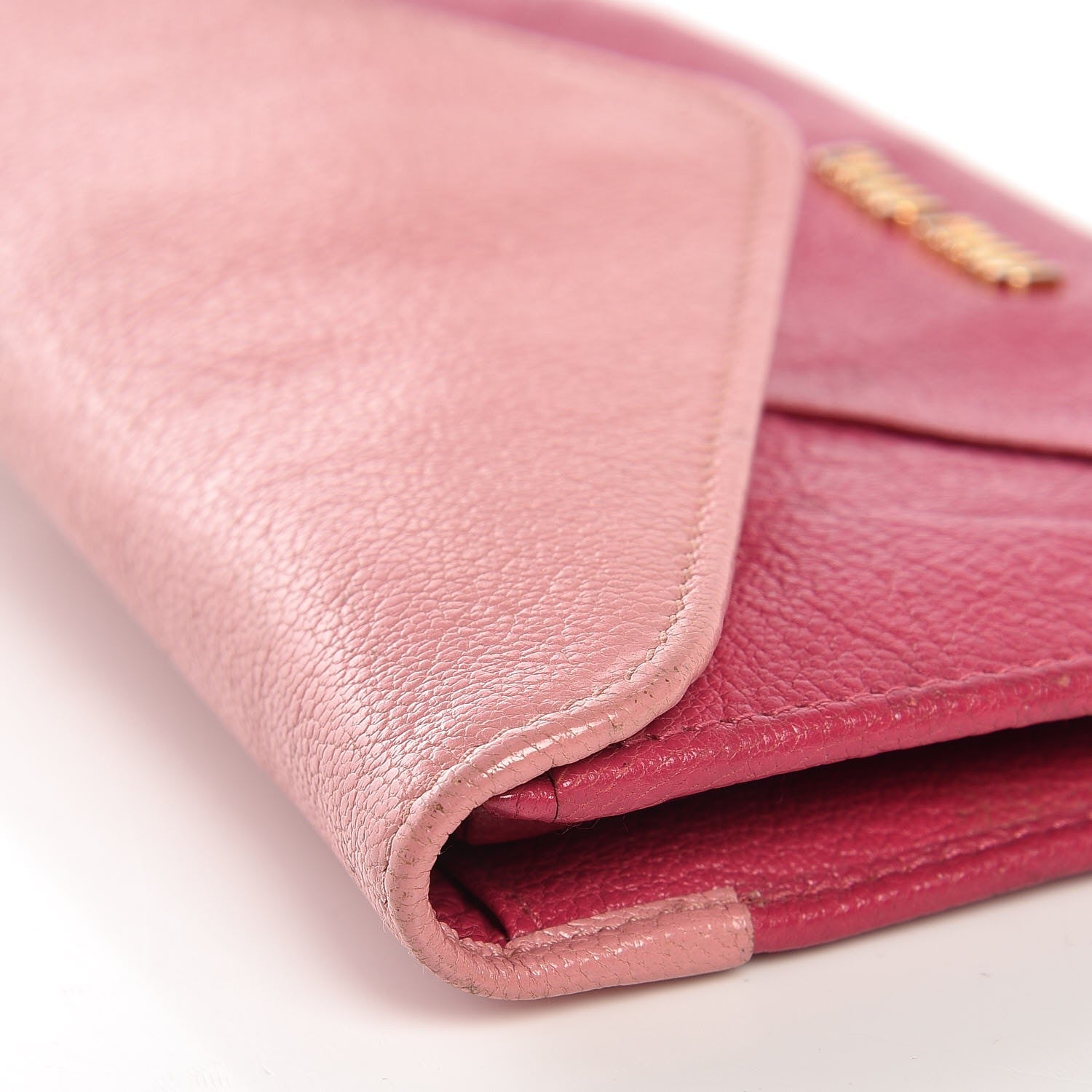 Miu Miu Goatskin Madras Bicolor Envelope Wallet Rosa Peonia 13 of 14