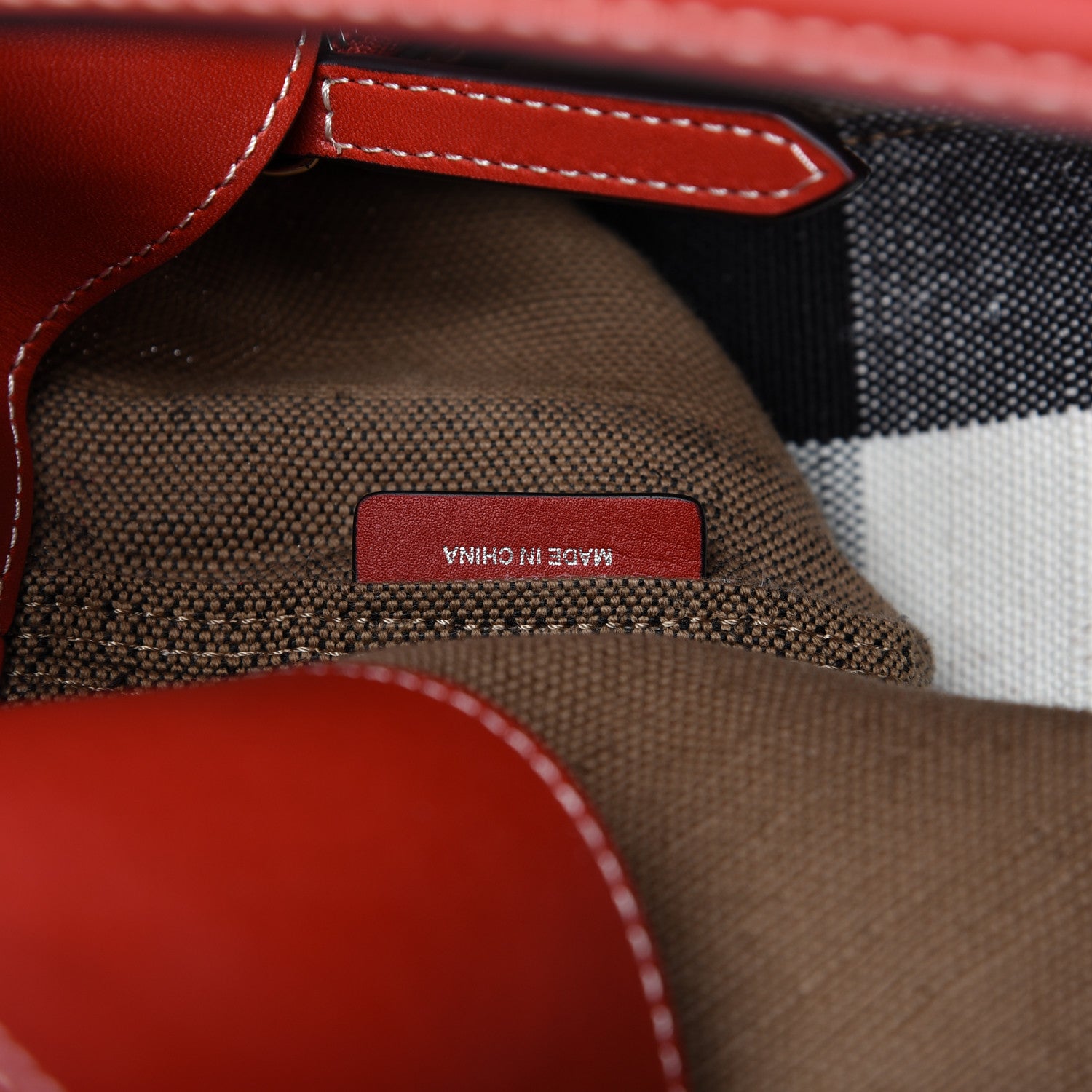 Burberry Canvas Mega Check Medium Ashby Hobo Cadmium Red 9 of 10