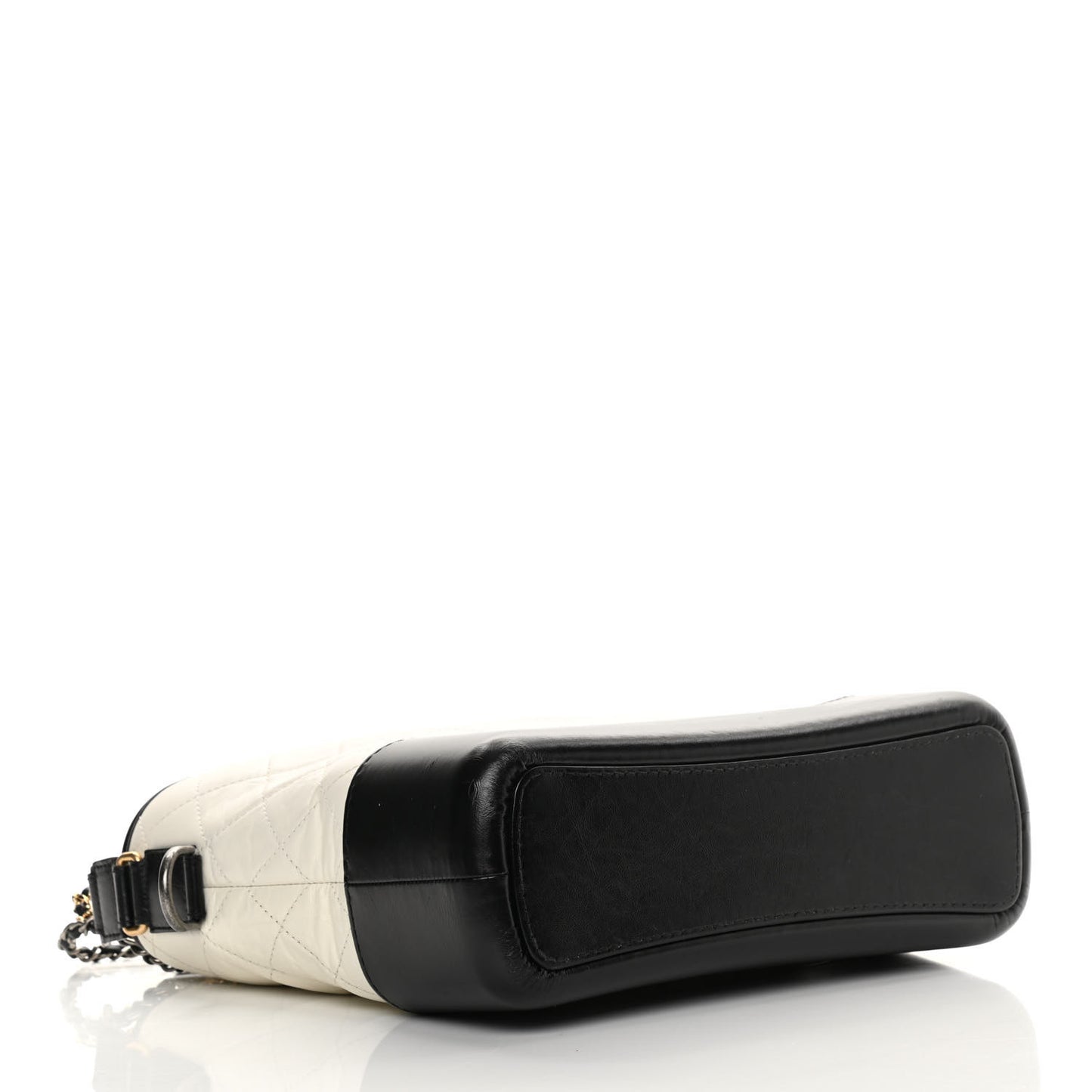 Aged Calfskin Quilted Medium Gabrielle Hobo Black White