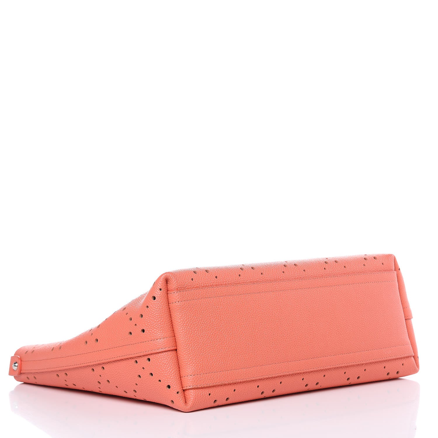 Chanel Perforated Grained Calfskin Small Shopping Tote Coral Beige 4 of 10