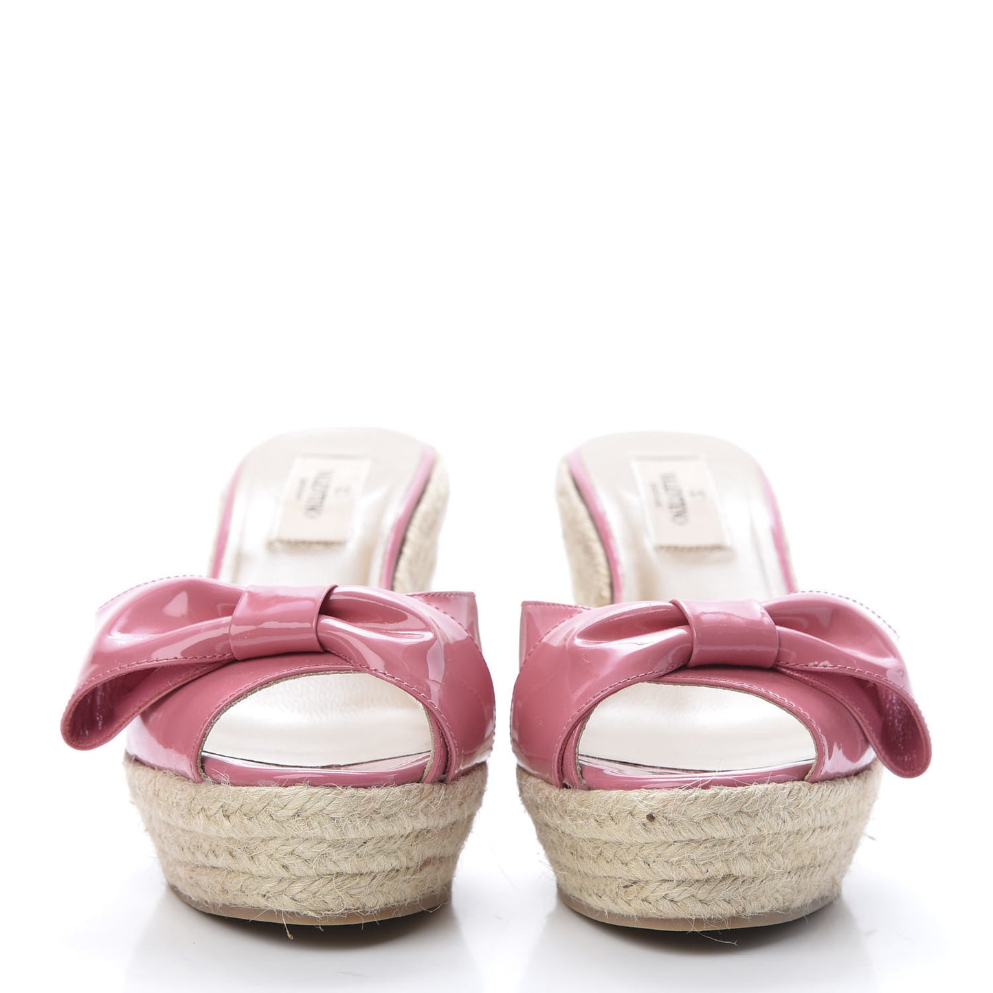 Patent Mena Bow Espadrille Wedges 37 Pink Rose