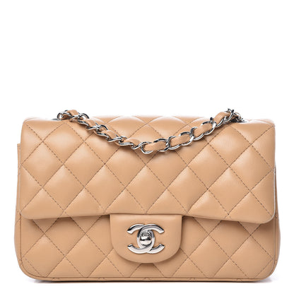 Chanel Lambskin Quilted Mini Rectangular Flap Beige 1 of 12