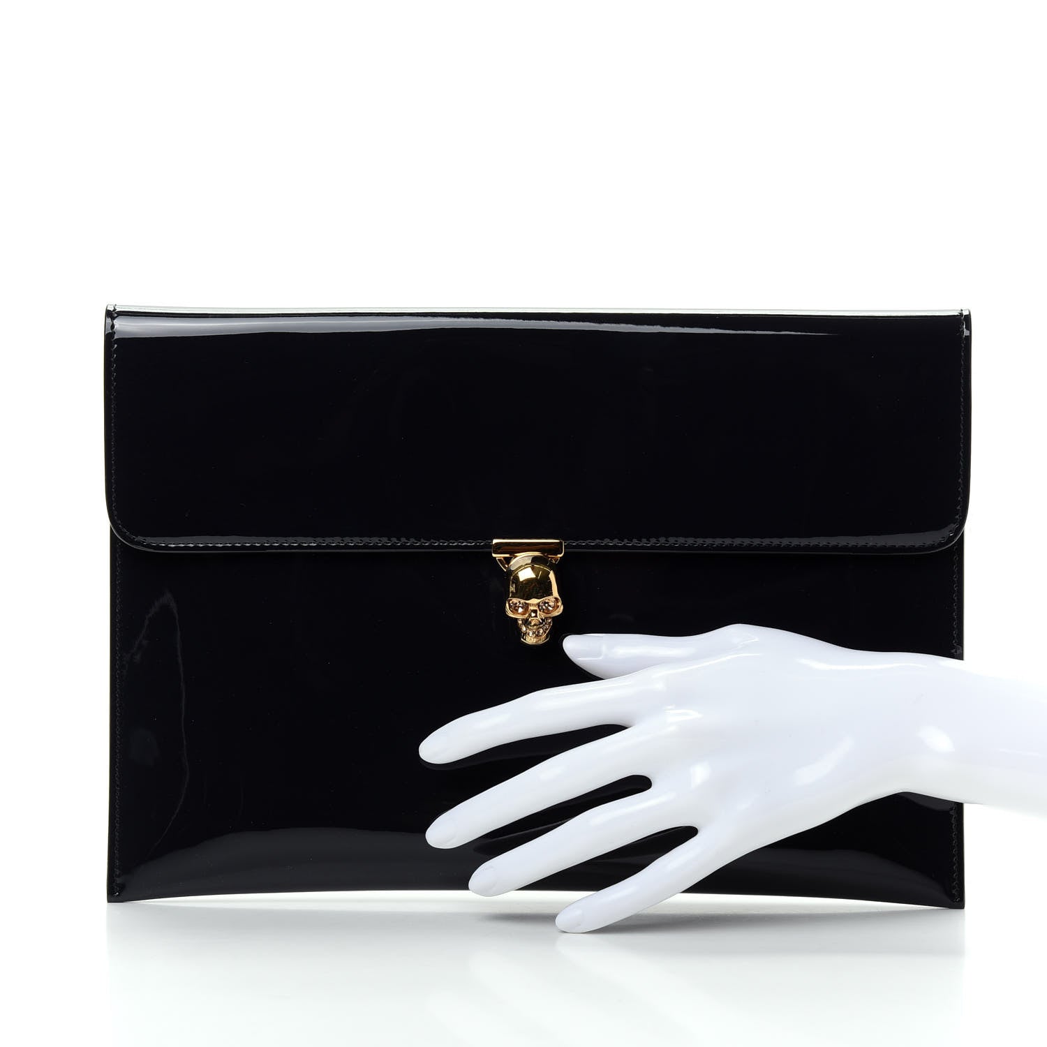 Alexander McQueen Patent Skull Lock Envelope Clutch 2 of 7