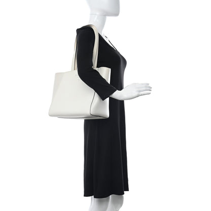 Prada Saffiano Cuir City Calf Monochrome Shopping Tote White 2 of 10