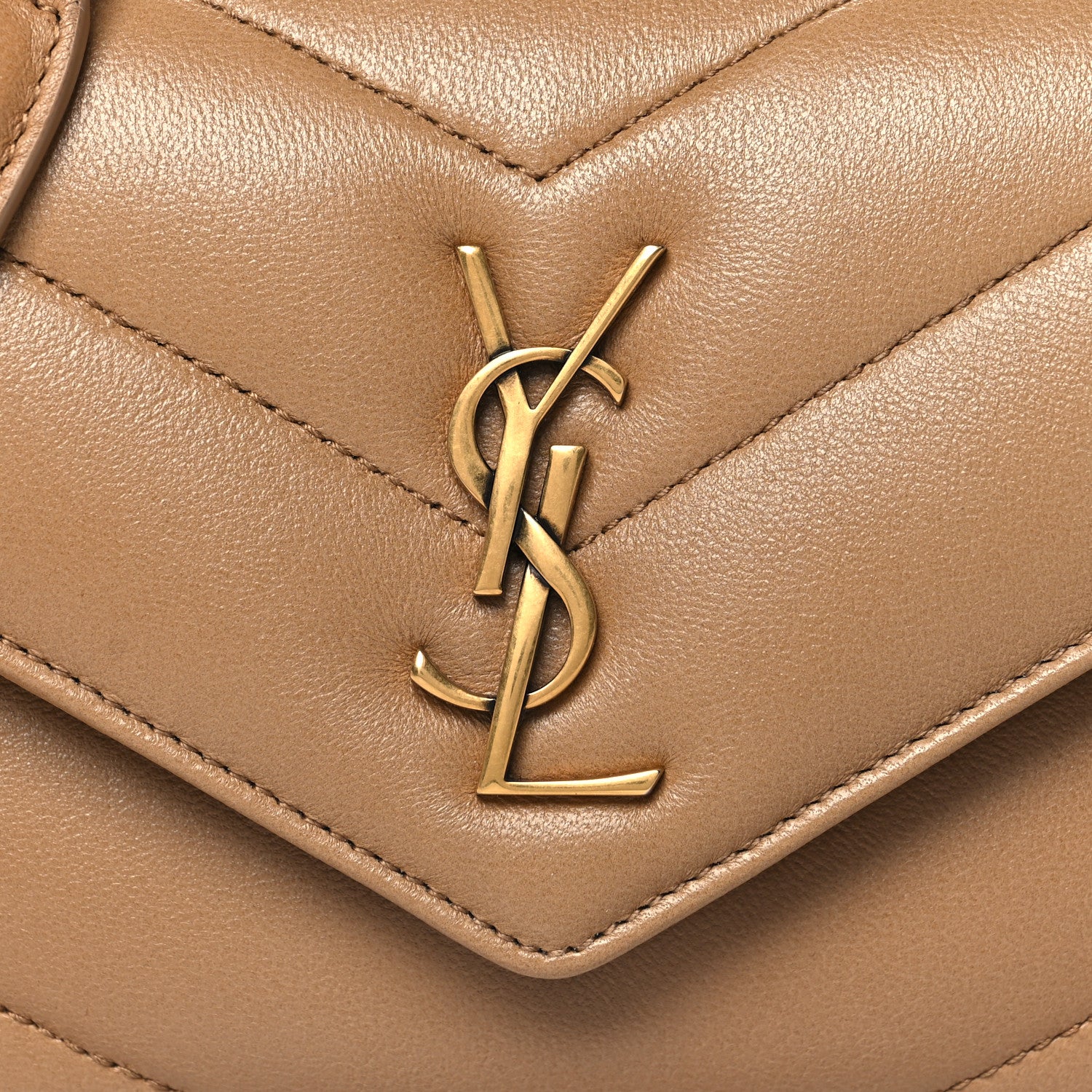 Saint Laurent Lambskin Chevron Quilted Mini Loulou Natural Tan 8 of 11