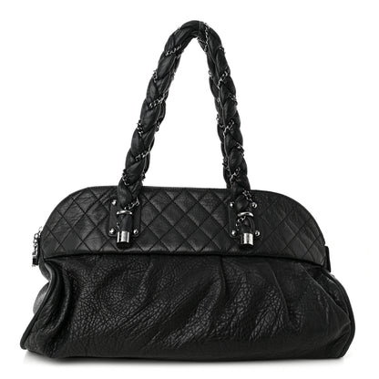 Chanel Distressed Lambskin Large Lady Braid Satchel Black 1 of 9