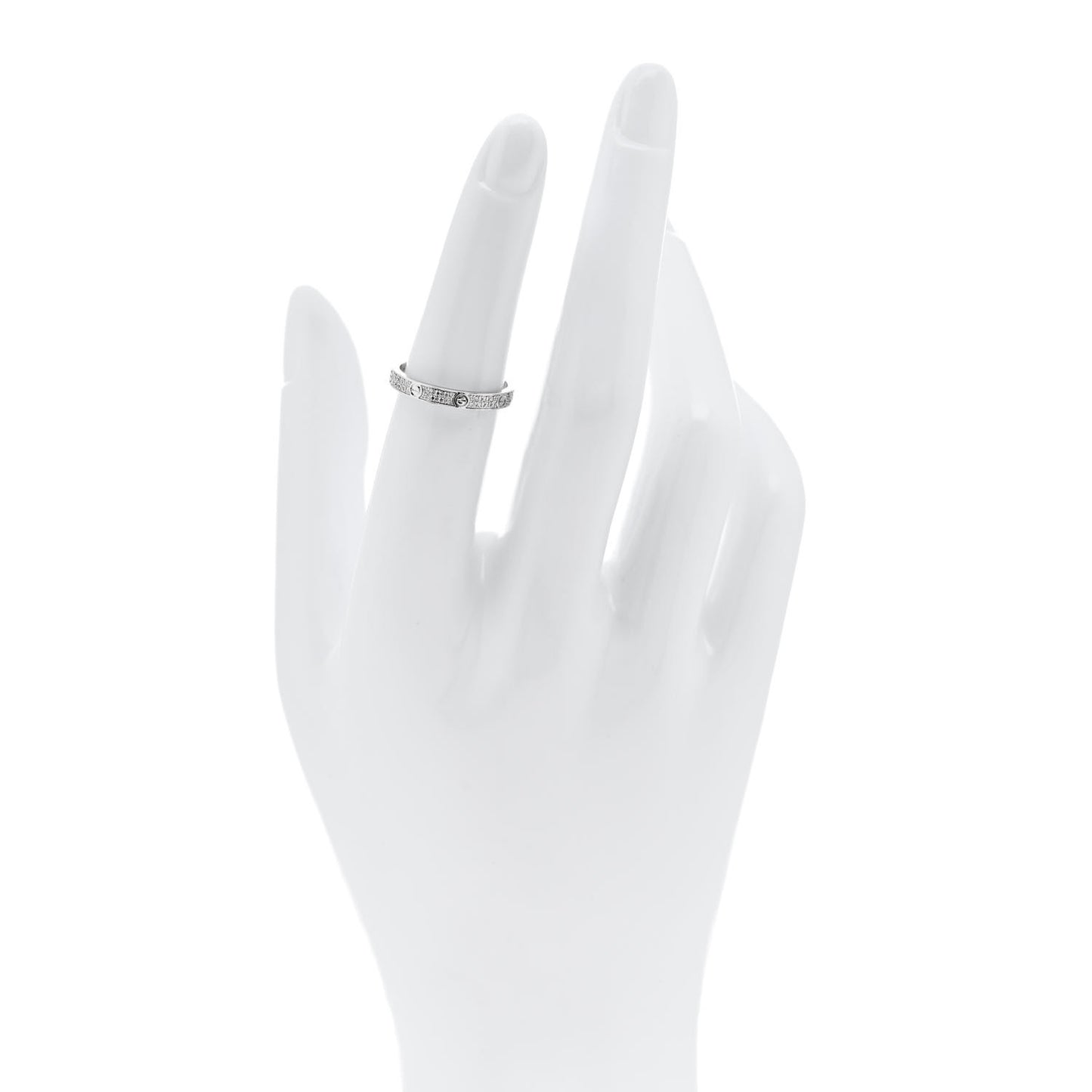 18K White Gold Diamond 2.6mm LOVE Paved Band Ring 51 5.75