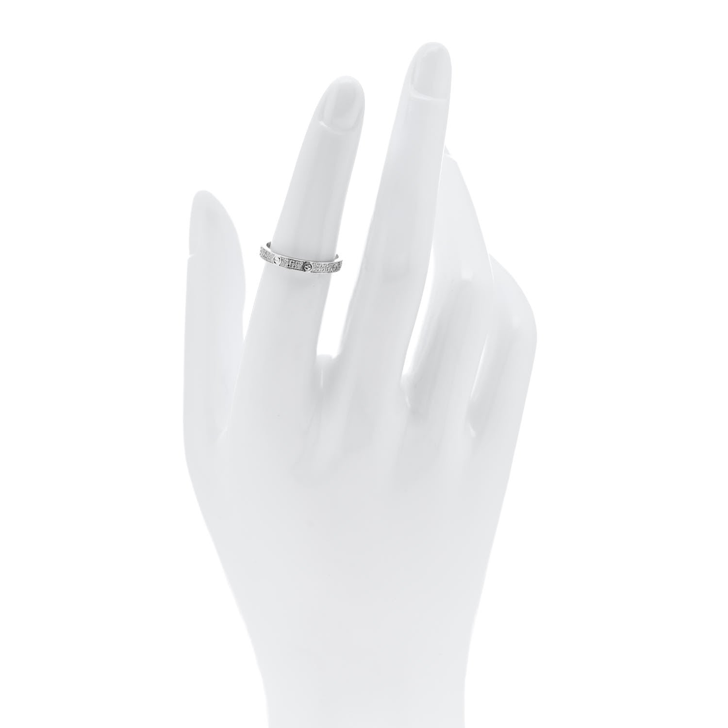 Cartier 18K White Gold Diamond 2.6mm LOVE Paved Band Ring 51 5.75 2 of 5