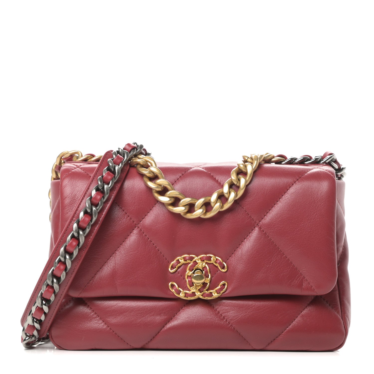 Chanel Goatskin Quilted Medium Chanel 19 Flap Red 1 of 10