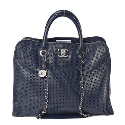 Chanel Calfskin Perforated Up In The Air Tote Dark Blue 1 of 15