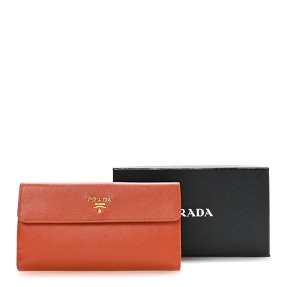 Prada Saffiano Metal Continental Flap Travel Wallet Rame 8 of 8