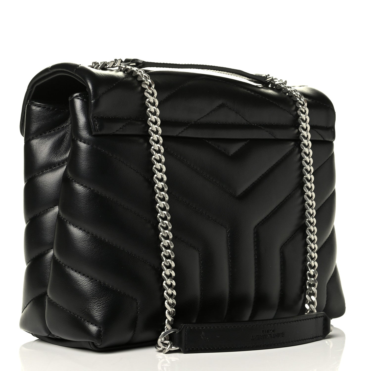 Saint Laurent Calfskin Y Quilted Monogram Small Loulou Chain Satchel Black 2 of 4