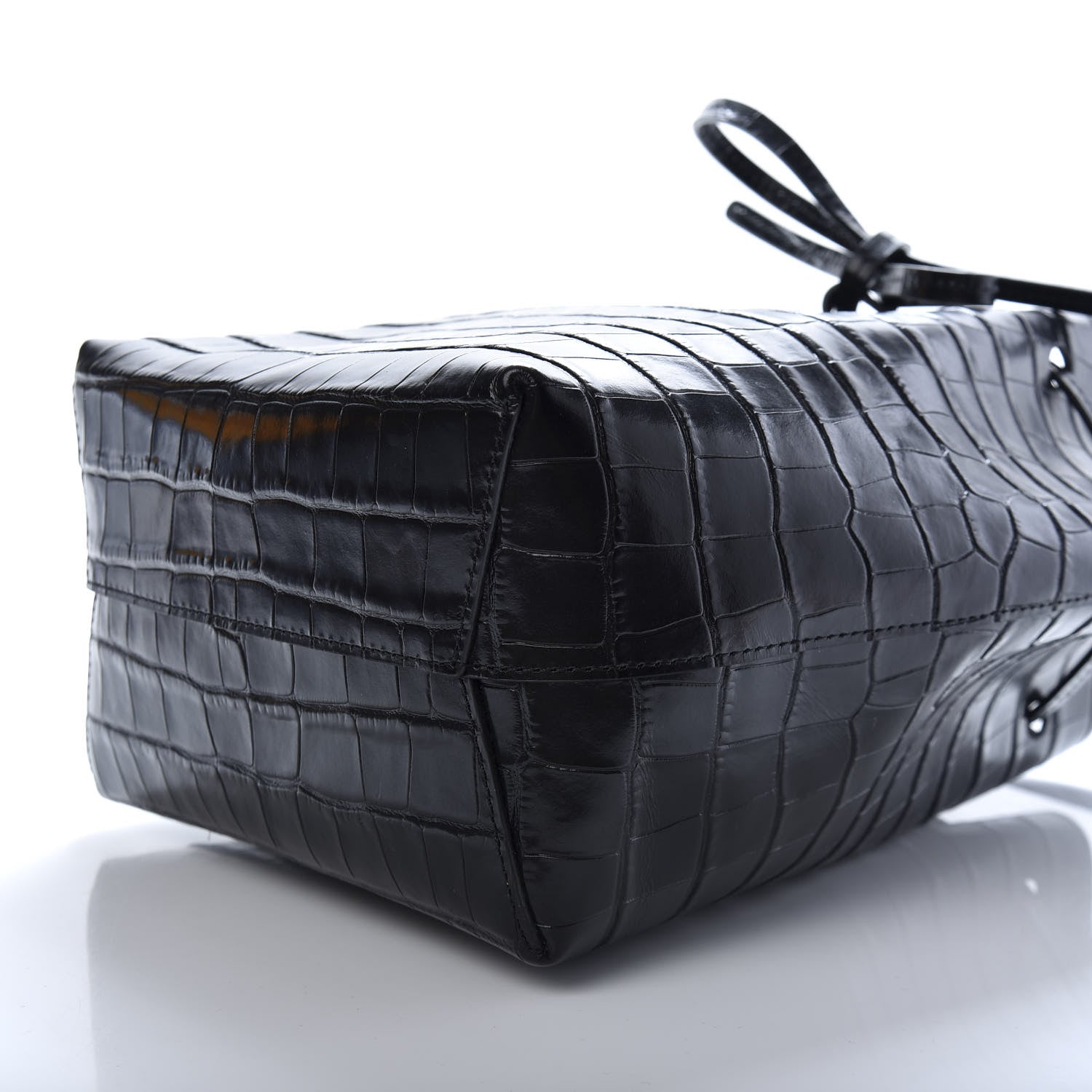 Mansur Gavriel Crocodile Embossed Bucket Bag Black 8 of 8