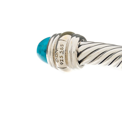 David Yurman Sterling Silver 14K Yellow Gold Turquoise 5mm Cable Classics Bracelet 3 of 3