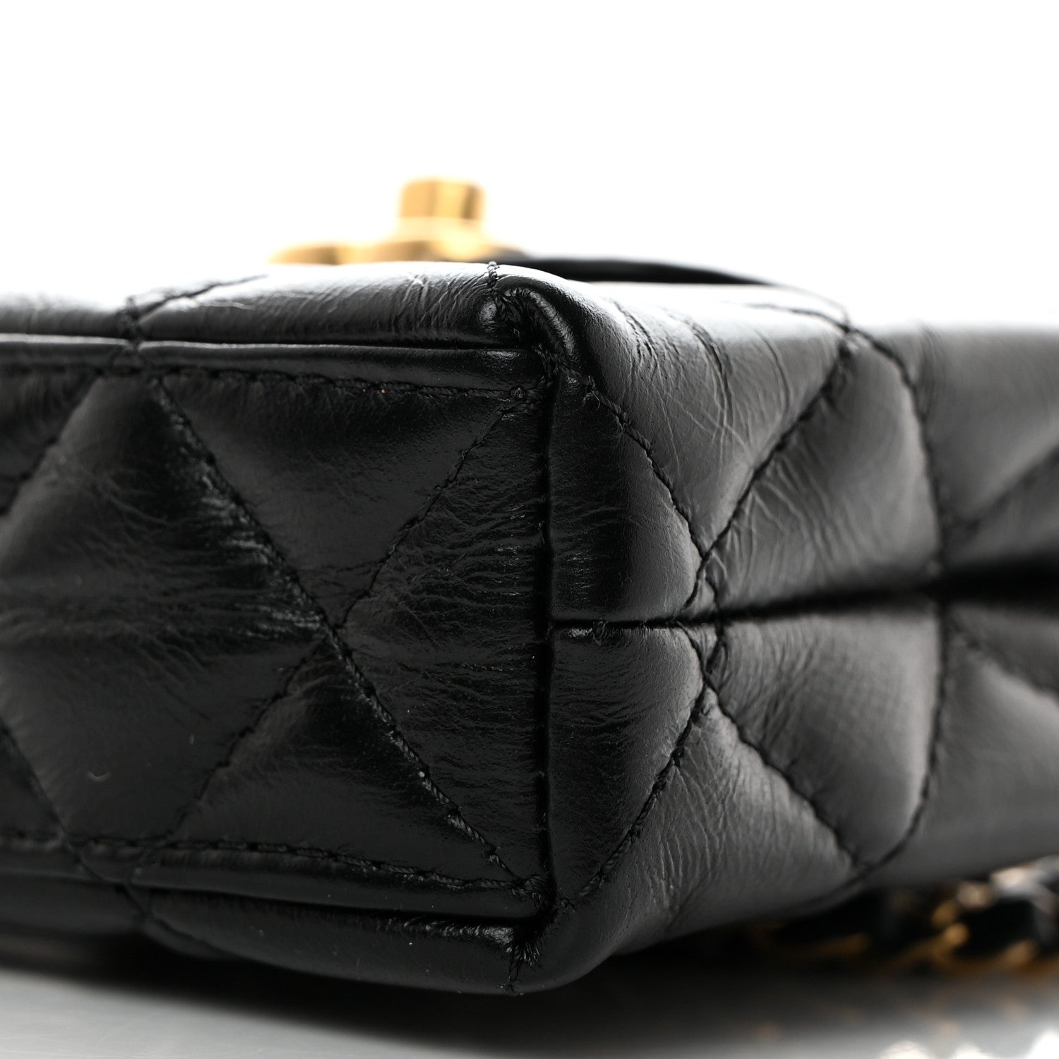 Chanel Shiny Aged Calfskin Quilted Mini Nano Kelly Shopper Black 10 of 11