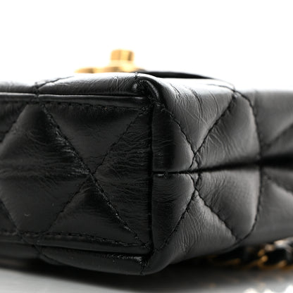 Chanel Shiny Aged Calfskin Quilted Mini Nano Kelly Shopper Black 10 of 11