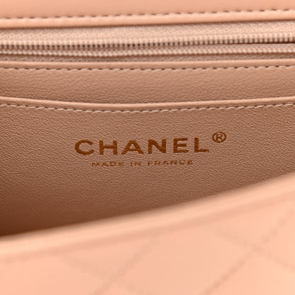 Chanel Lambskin Quilted Mini Top Handle Rectangular Flap Beige 6 of 10