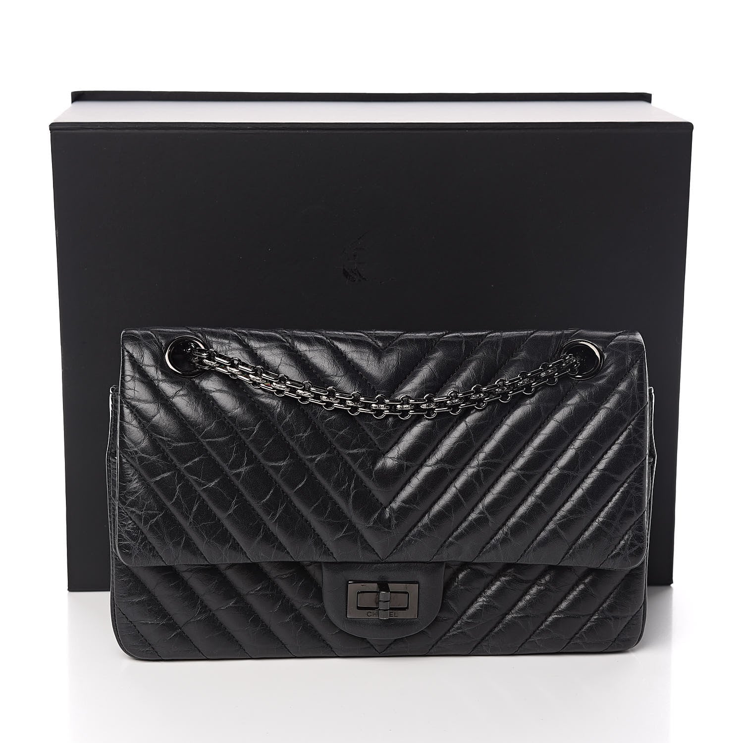 Chanel Aged Calfskin Chevron Quilted 2.55 Reissue 225 Flap So Black 12 of 12