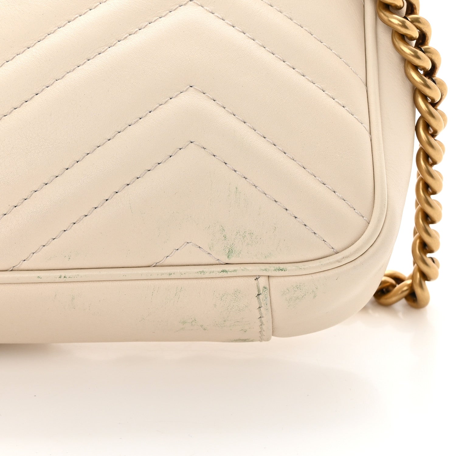 Gucci Calfskin Matelasse Pearly GG Marmont Chain Belt Bag Mystic White 19 of 19