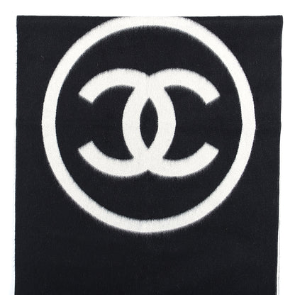 Chanel Cashmere CC Fringe Stole Black White 3 of 3