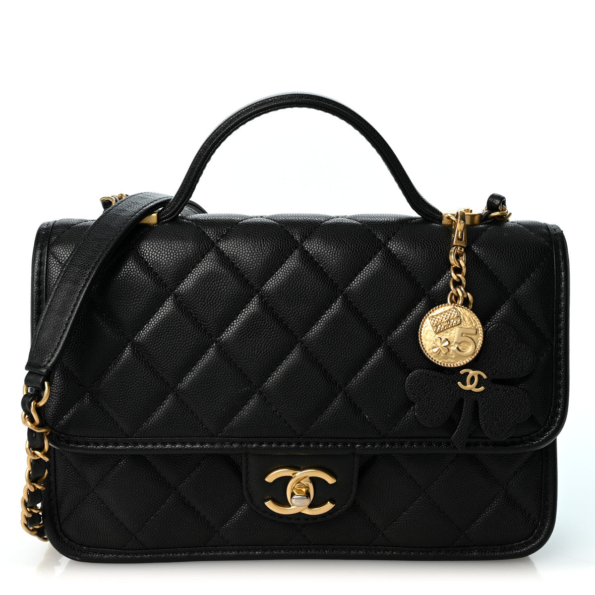 Chanel Caviar Quilted School Memory Small Top Handle Flap Black 1 of 9