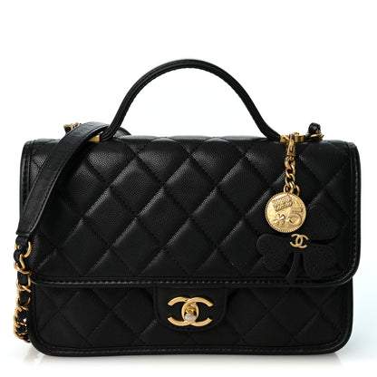 Chanel Caviar Quilted School Memory Small Top Handle Flap Black 1 of 9