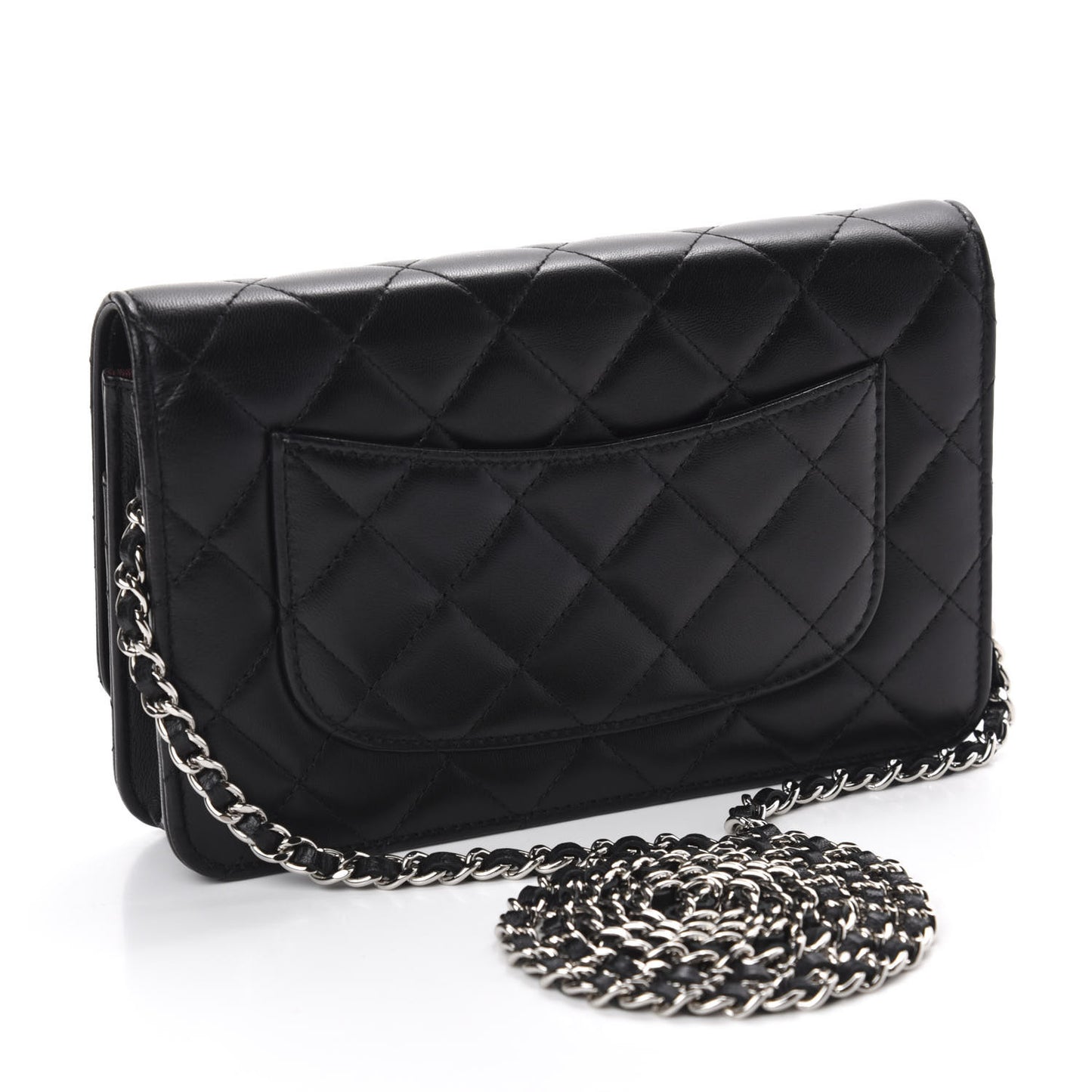 Lambskin Quilted Wallet On Chain WOC Black