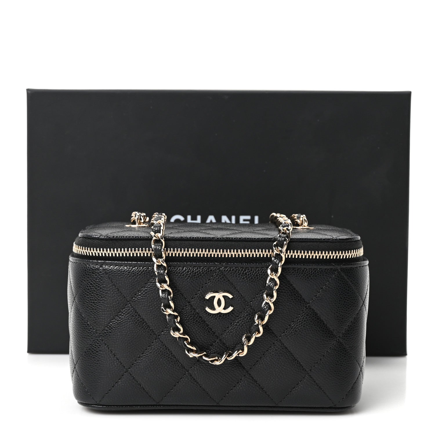 Chanel Caviar Quilted Small Vanity Case With Chain Black 11 of 11