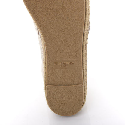 Saint Laurent Canvas Nappa Elba Light Logo Embroidered Espadrilles 38.5 Panna 6 of 9