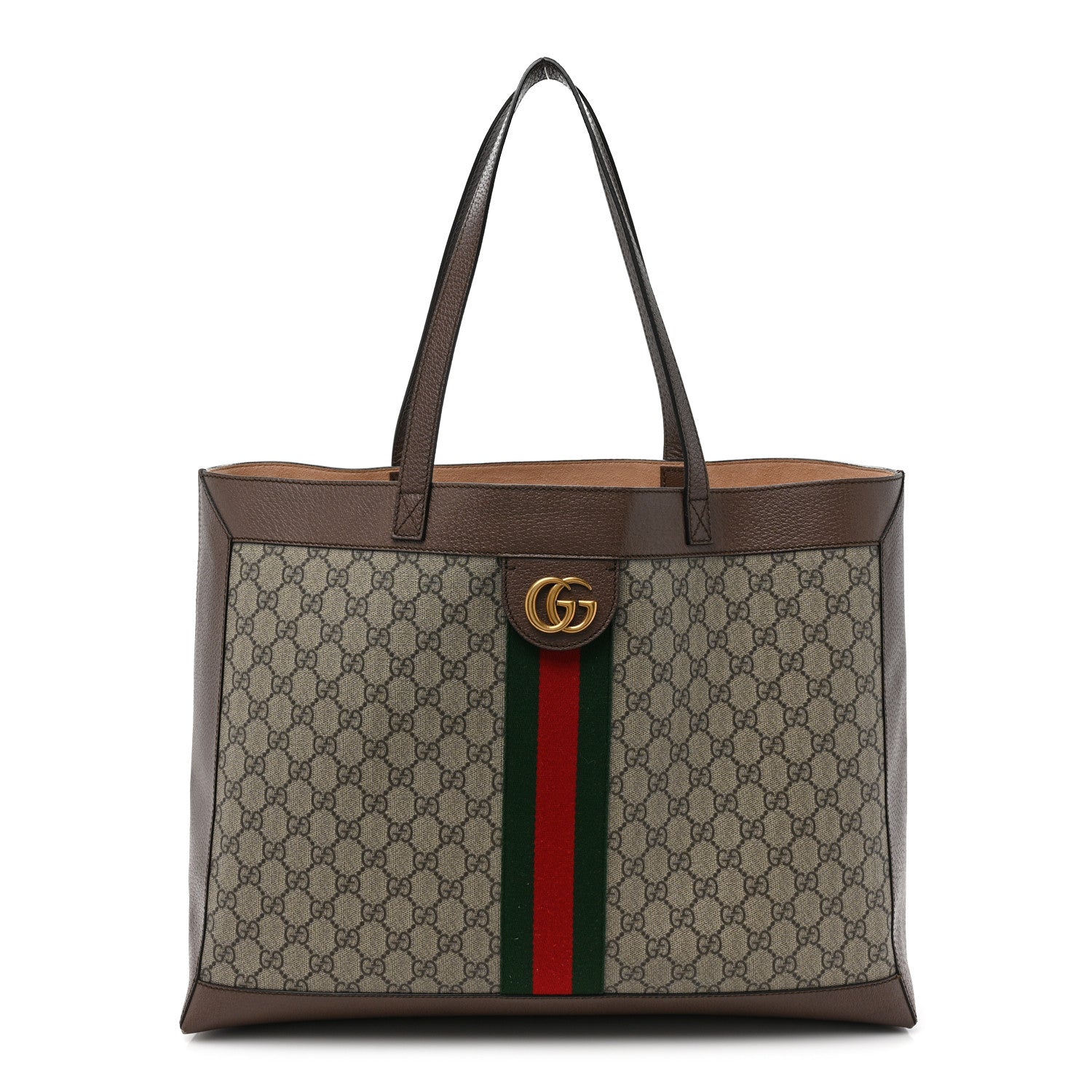 Gucci GG Supreme Monogram Web Ophidia Tote Brown 1 of 17