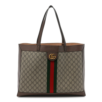 Gucci GG Supreme Monogram Web Ophidia Tote Brown 1 of 17
